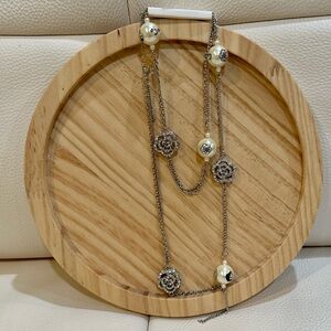 NWT Chic Silver and Faux Pearls & Rhinestones Necklace